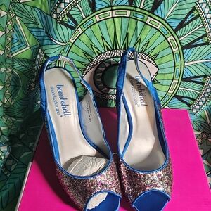Shoe Dazzle Blue Glitter Heels